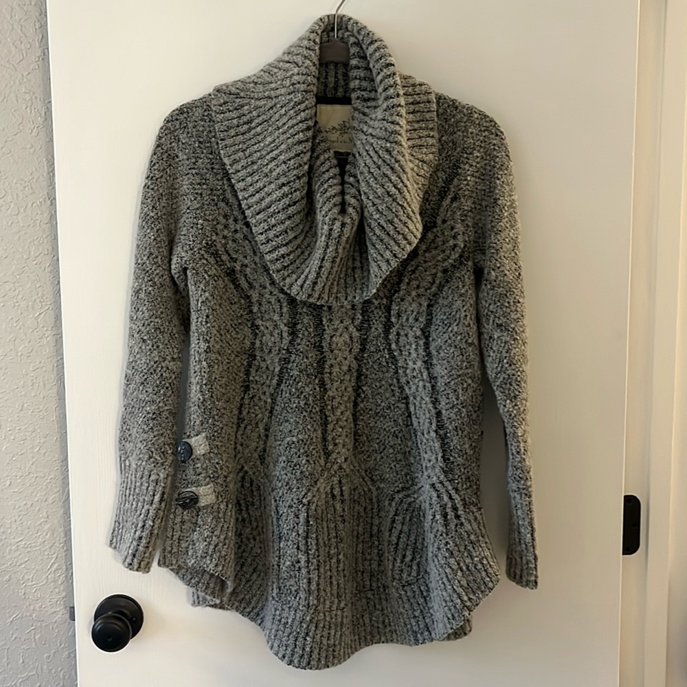 Anthropologie Angel of the North Cabled Boucle Cowl Neck Sweater